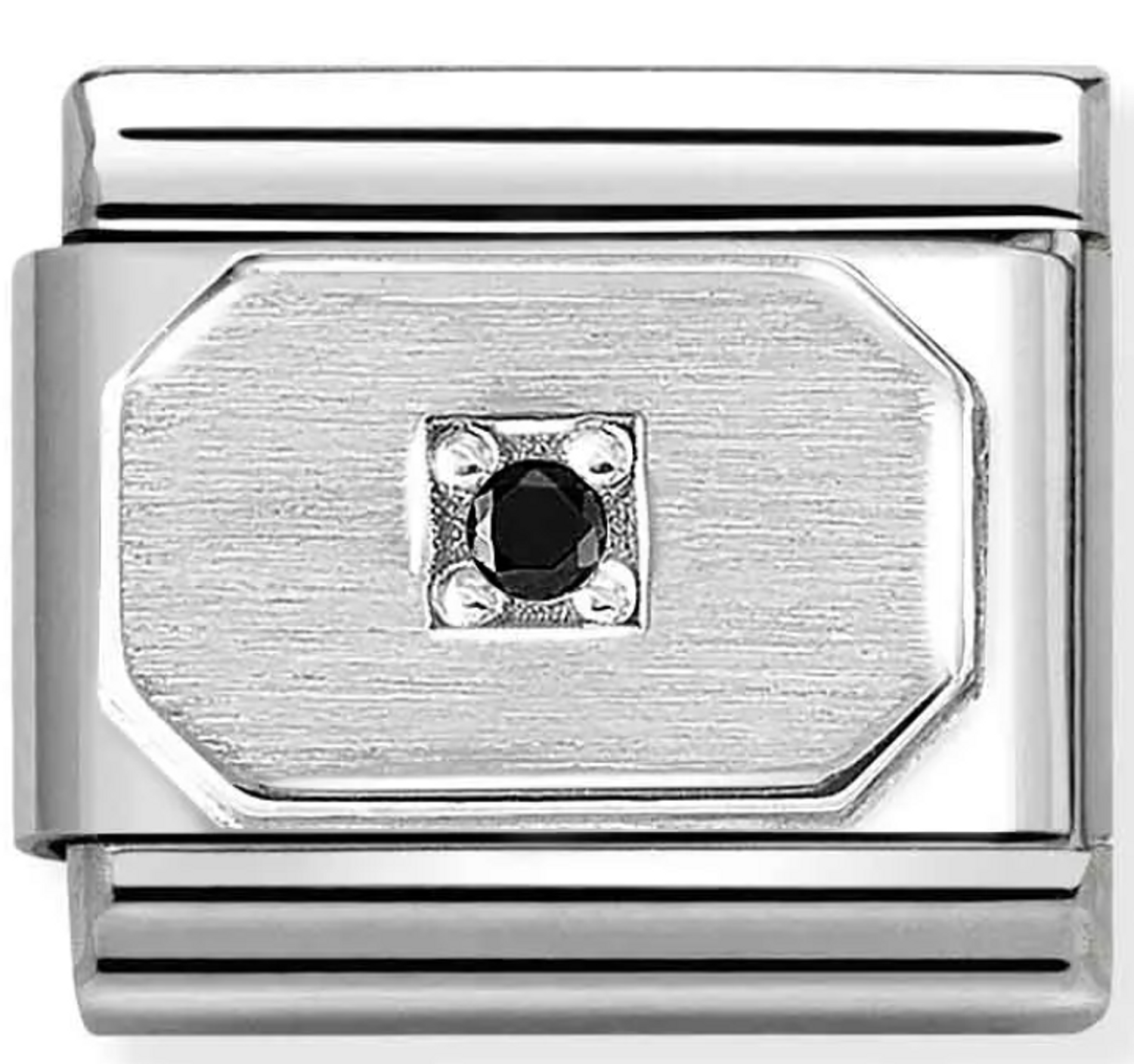 Nomination - Link 925 Srebrny Prostokąt z zaokrąglonymi rogami i czarną cyrkonią 330311 18.png